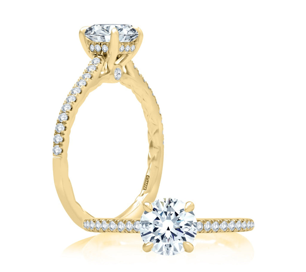 14K white gold ring with round diamonds.