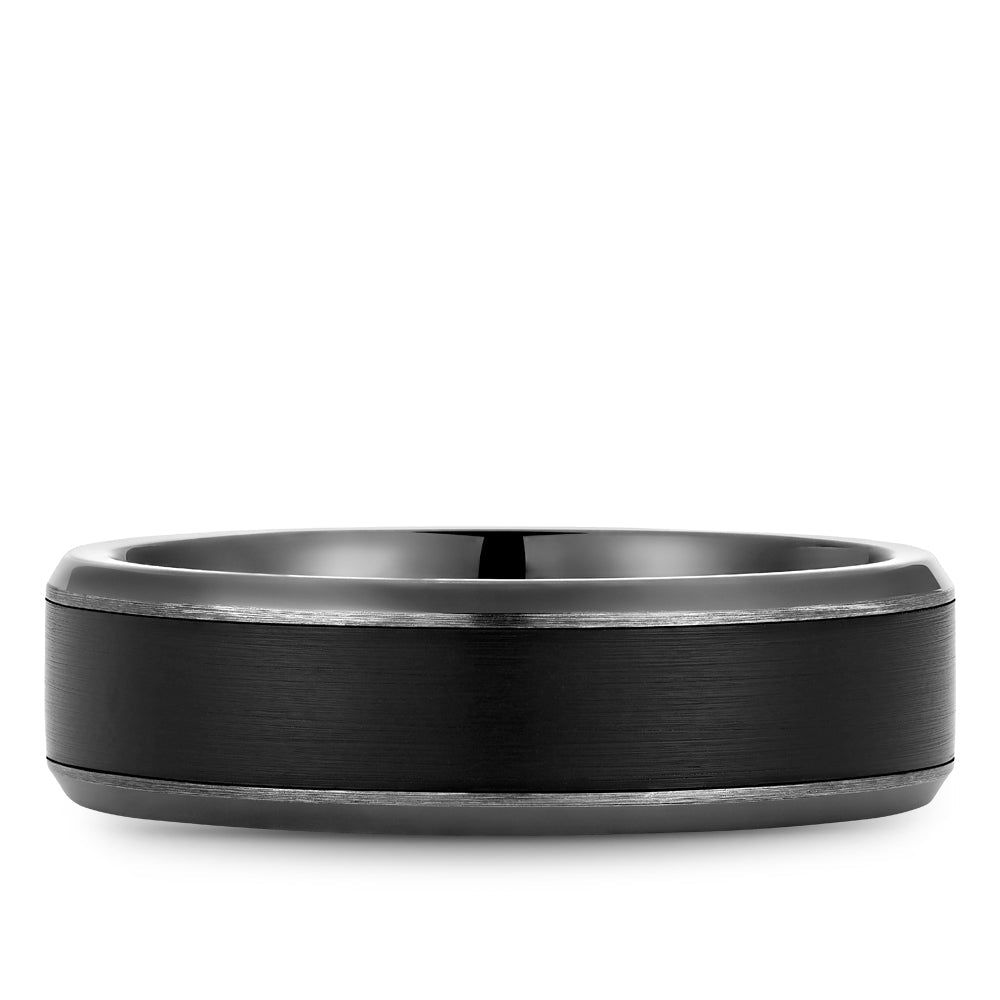 14K white gold band, black rhodium finish.