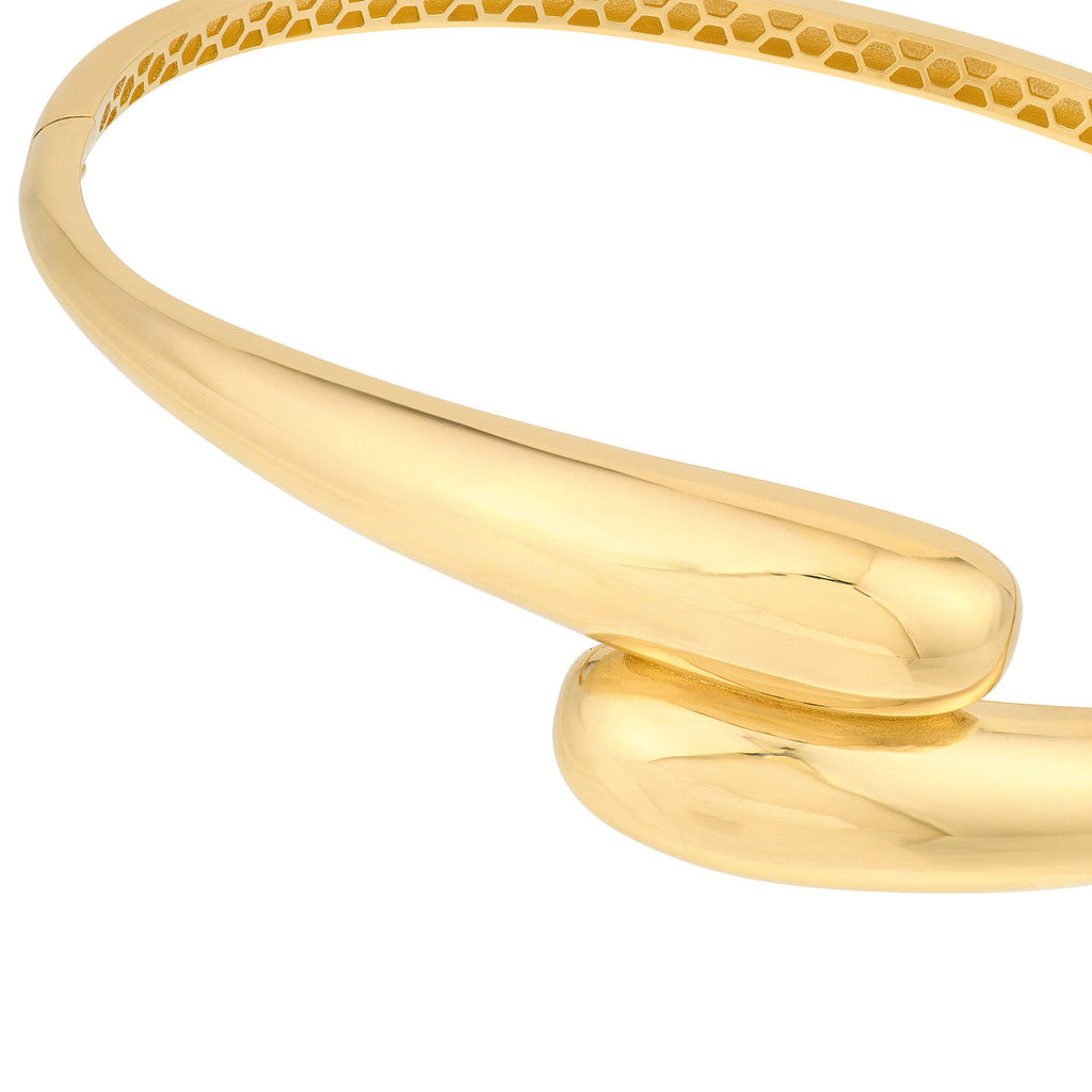 14K yellow gold bangle, smooth polished finish.