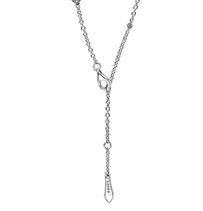 Sterling silver station chain necklace, lobster clasp.