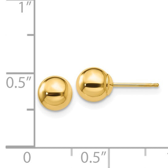 14K yellow gold polished stud earrings.