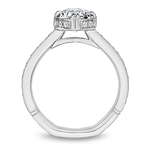 14K white gold ring with diamond halo.
