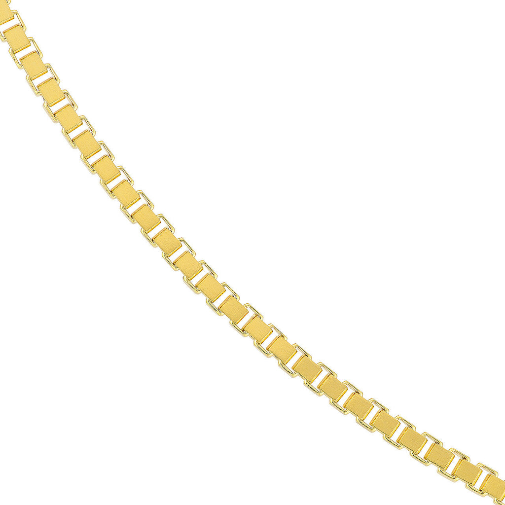 14K yellow gold geometric box chain.