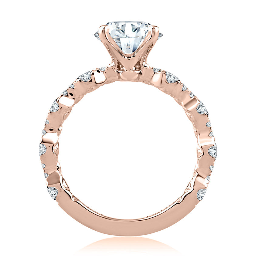 14K white gold ring with side diamonds.