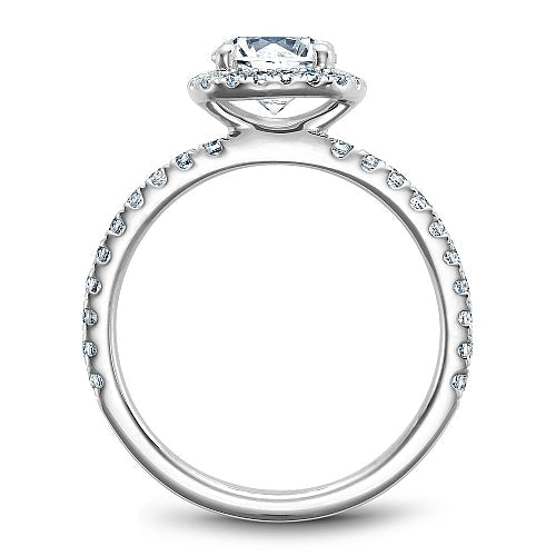 14K white gold diamond halo engagement ring