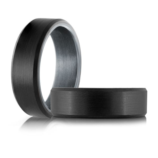 Tantalum carbon fiber black grey band.