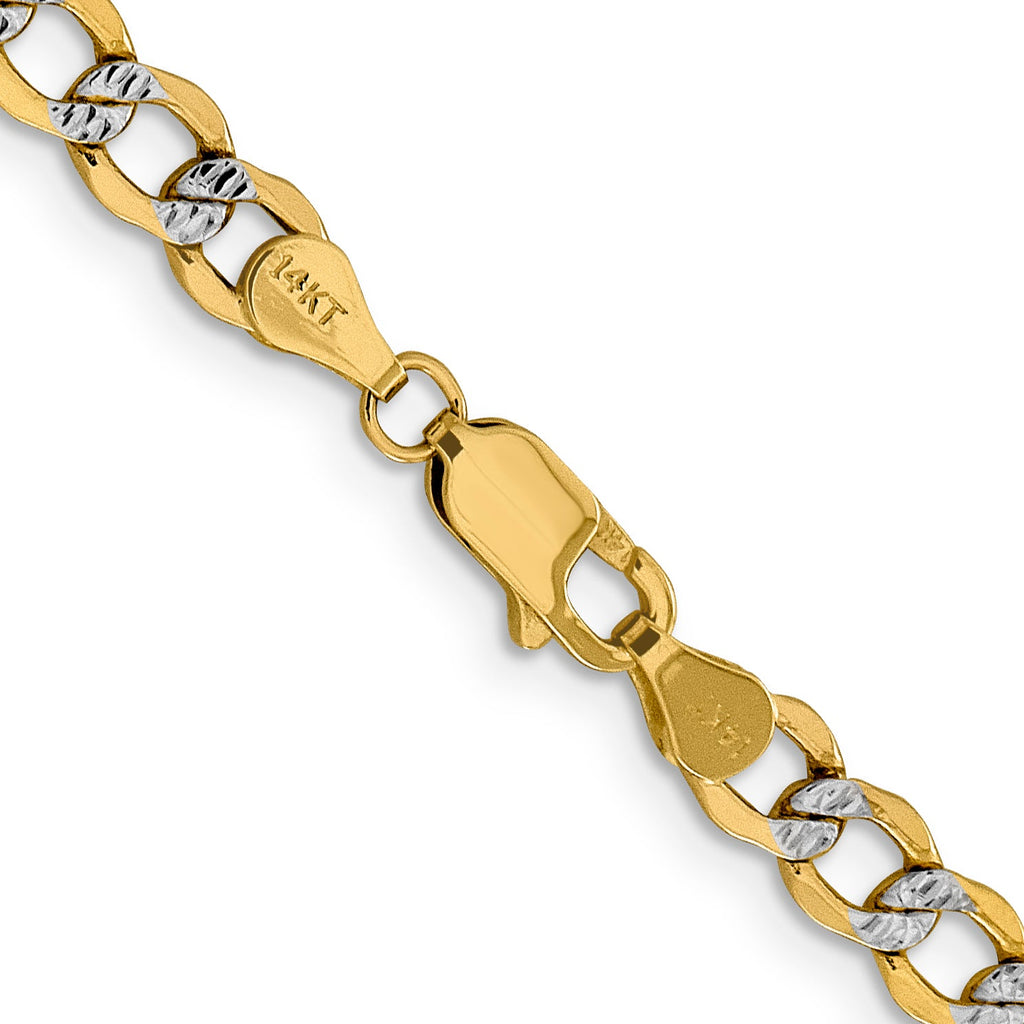 Two-tone 14K gold curb chain clasp.