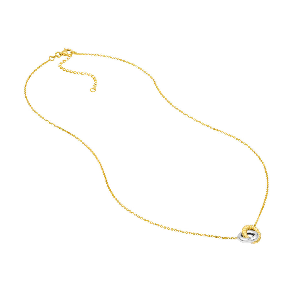 14K white yellow gold cable link necklace.