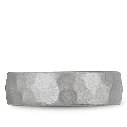 Hammered white-grey tantalum carved band.