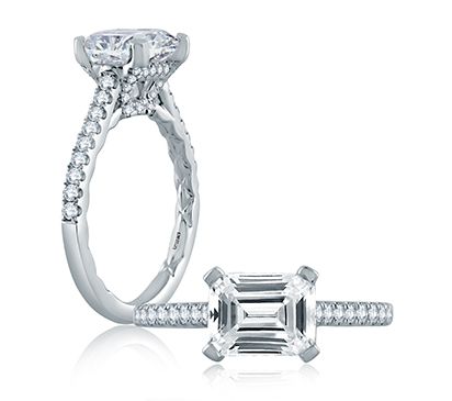 14K white gold ring with diamonds.