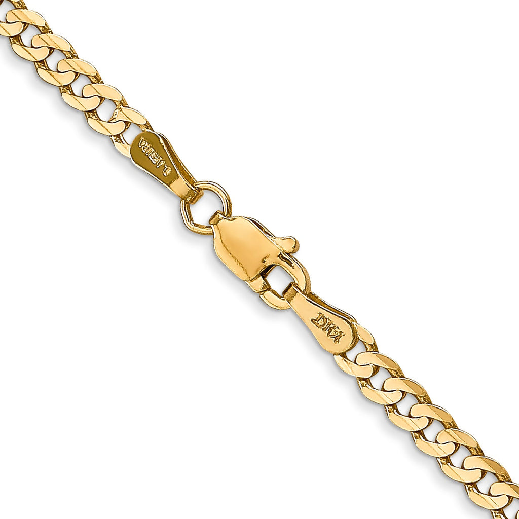 14K yellow gold curb chain, lobster clasp.