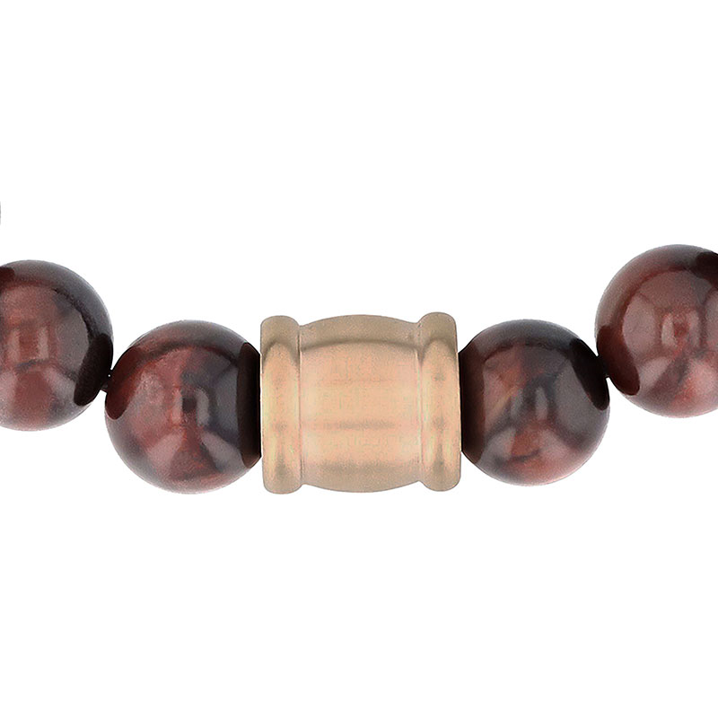 Rose stainless steel bracelet with gemstone beads.