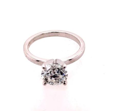 Solitaire Natural Diamond Complete Engagement Ring in 14 Karat White with 2.02ctw I I2 Round Diamond