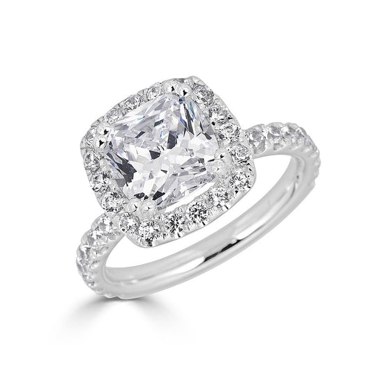 Halo Lab-Grown Diamond Semi-Mount Engagement Ring in 14 Karat White with 40 Round Lab Grown Diamonds, totaling 0.80ctw