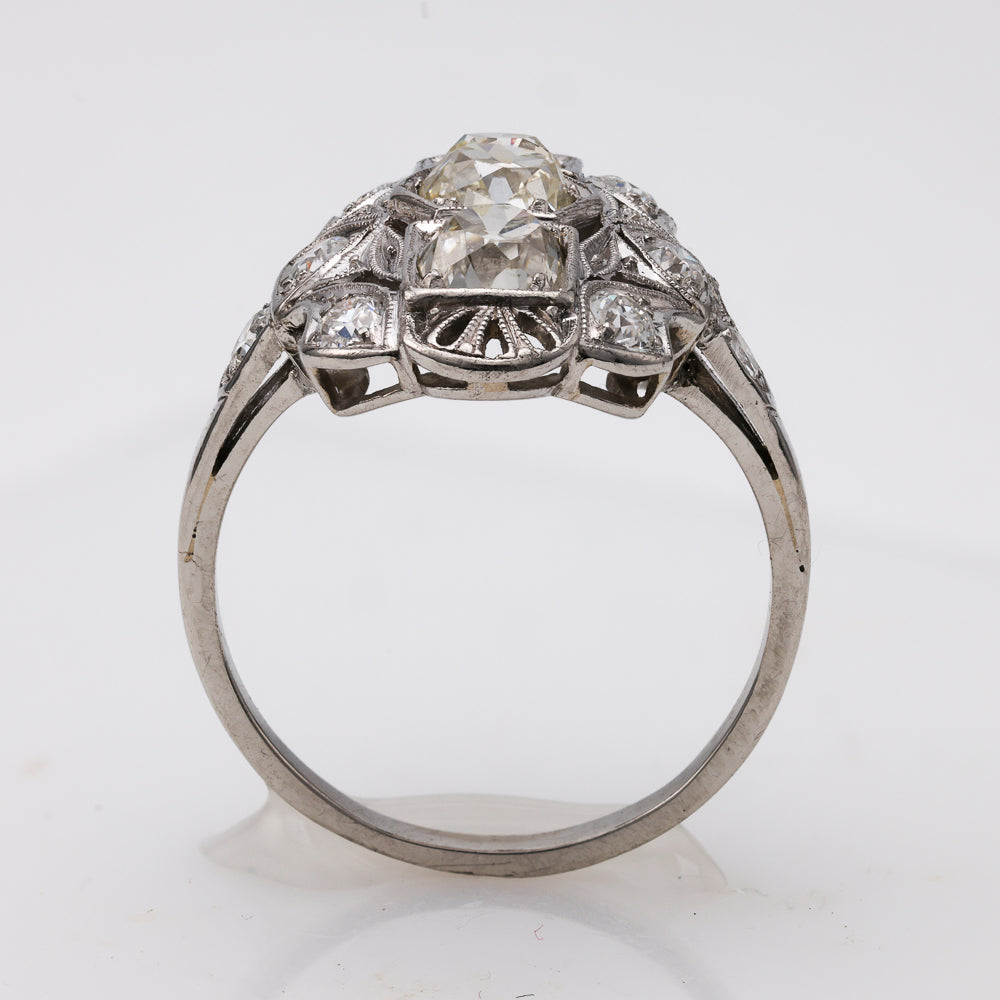 Platinum ring with Old European diamonds.
