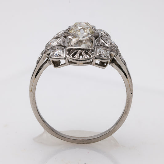 Platinum ring with Old European diamonds.