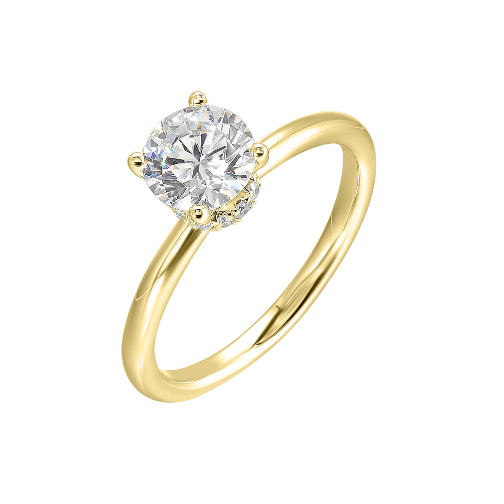 Diamond Accent Natural Diamond Engagement Ring in 14 Karat Yellow with 0.10ctw Round Diamonds