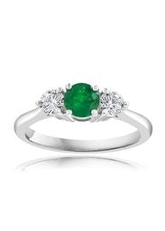 Emerald and diamond ring in white gold.