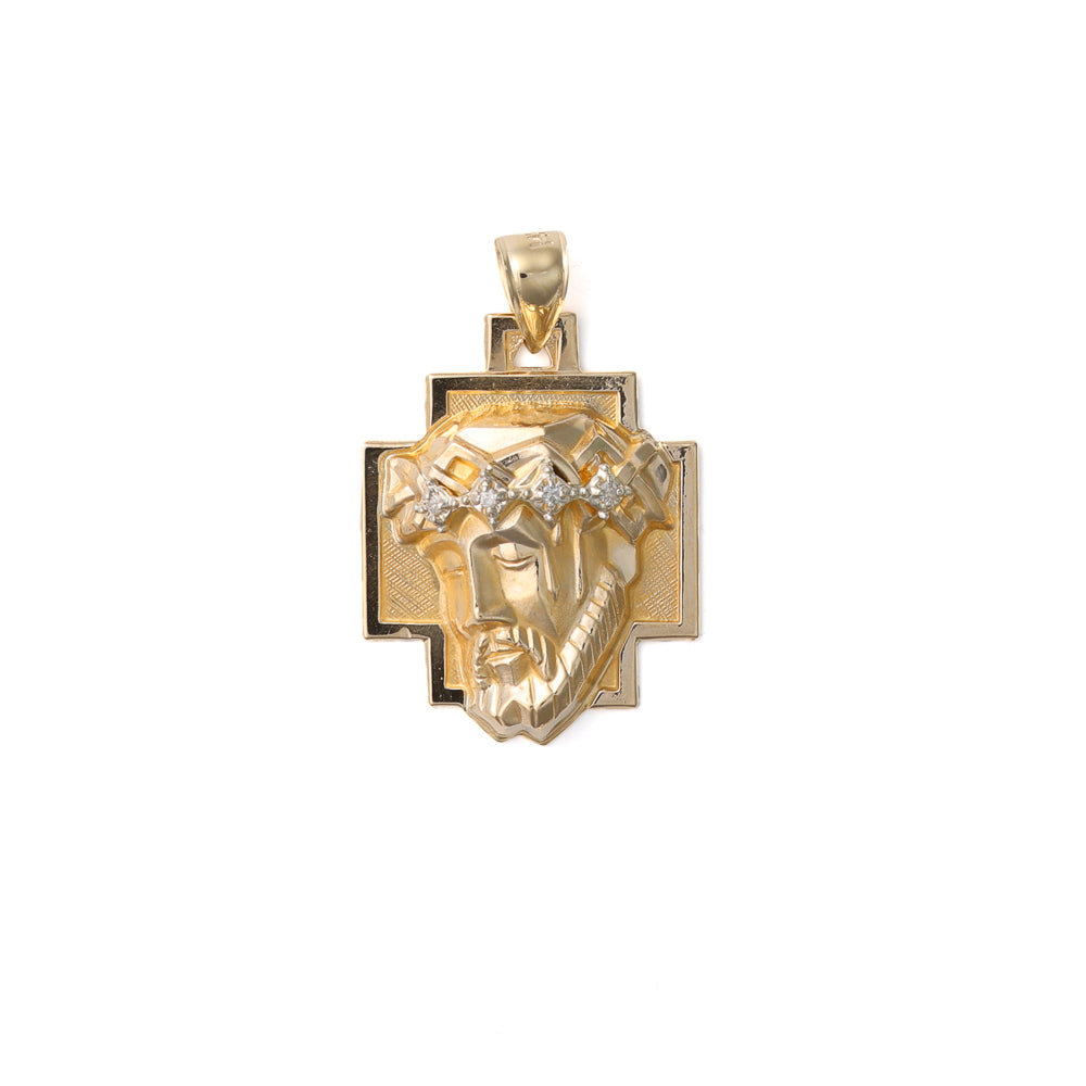 14K yellow gold religious pendant necklace.