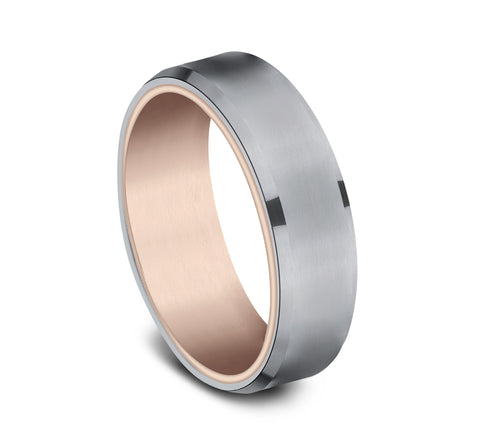 Tantalum grey rose carved band, satin finish.