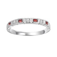 Semi-Precious Color Collection Stackable Color Gemstone Band in 10 Karat White with 4 Baguette Garnets 0.16ctw
