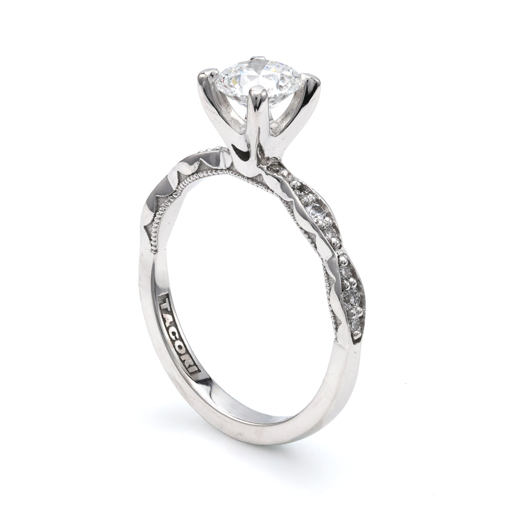 18K white gold ring with diamonds.