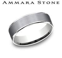 Ammara Stone Collection Carved Band (No Stones) in Tantalum - 14 Karat White - Grey 6.5MM