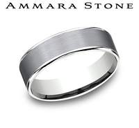 Tantalum white grey carved band, 6.5MM.