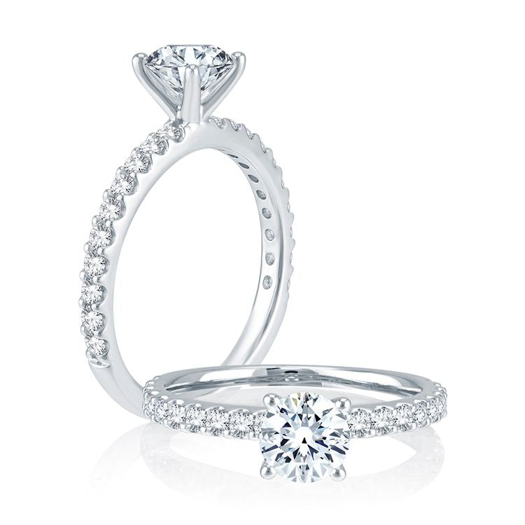 Diamond Accent Mined Diamond Engagement Ring in 14 Karat White with 0.43ctw G/H SI2 Round Diamond