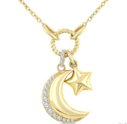 ReMARKable Designs Natural Diamond Necklace in 10 Karat Yellow Gold with 0.14ctw Round Diamonds