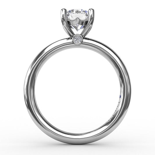FANA Solitaire Semi-Mount Engagement Ring in 14 Karat White with 0.02ctw Round Diamonds