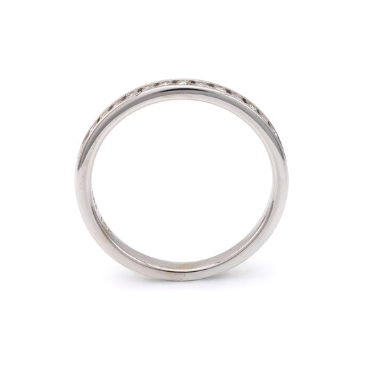 M Estate Collection Natural Diamond Ladies Wedding Band in 14 Karat White