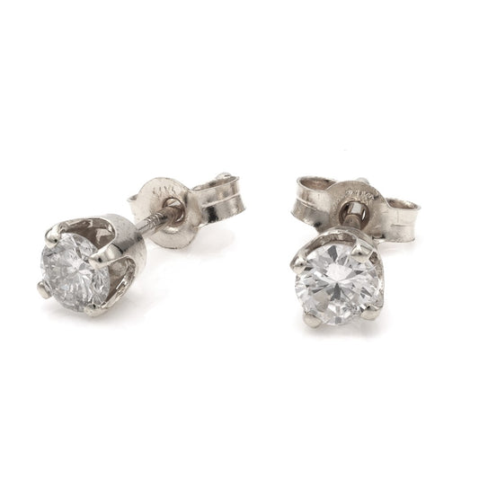 Stud Natural Diamond Studs in 14 Karat White with 0.38ctw L VS2 Round Diamond
