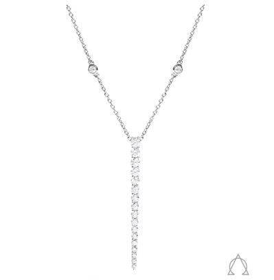 Diamond pendant necklace with cable link chain.
