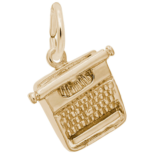 Gold-filled typewriter charm, polished finish.