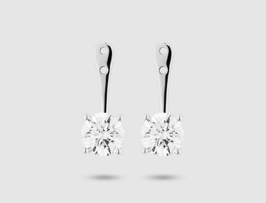 14K white gold earrings with diamonds.