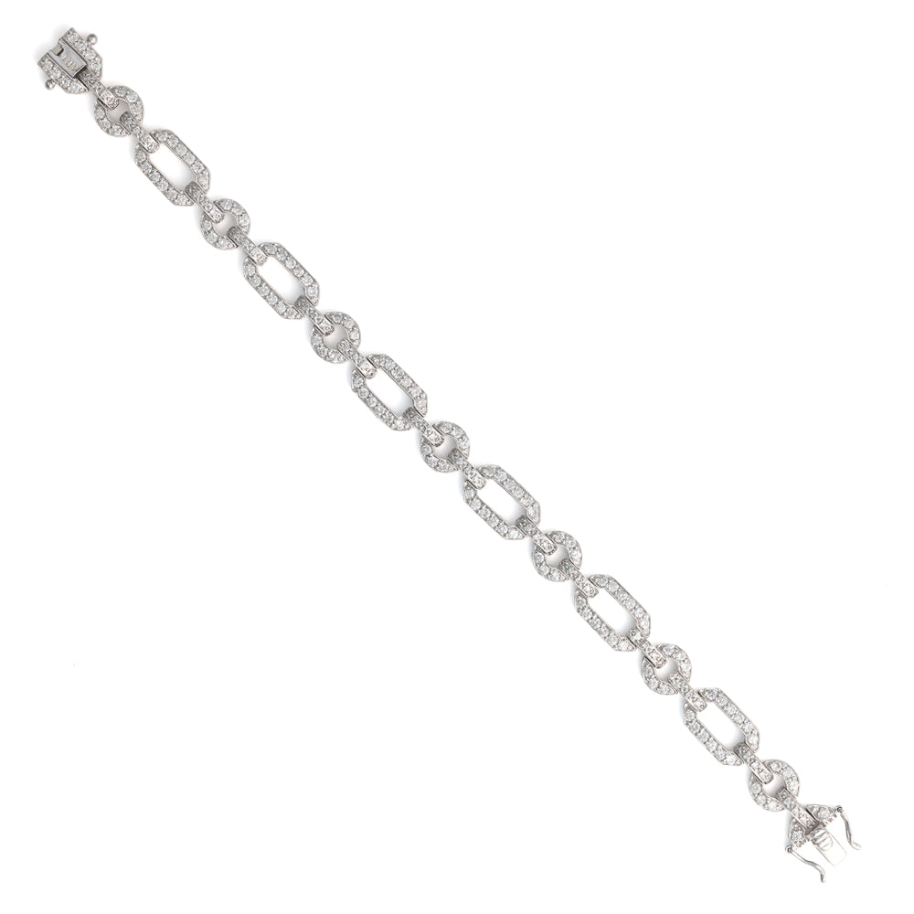 14K white gold diamond link bracelet.