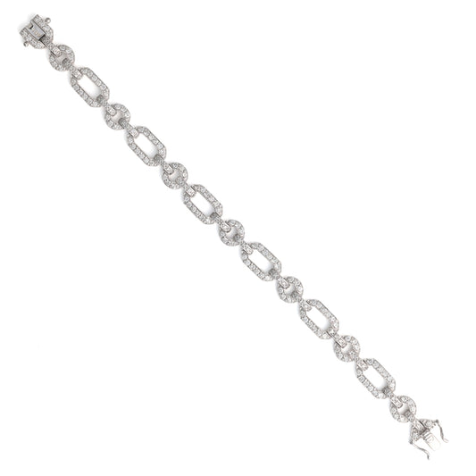 14K white gold diamond link bracelet.