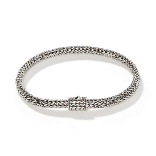 Fancy Link Bracelet (No Stones) in Sterling Silver White