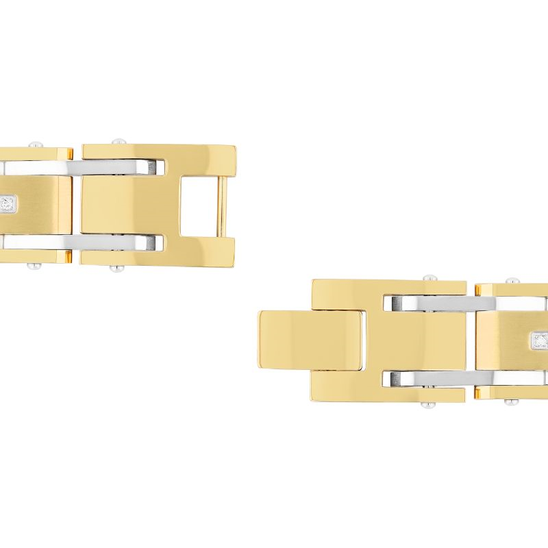 Yellow and white diamond bracelet, stainless steel.