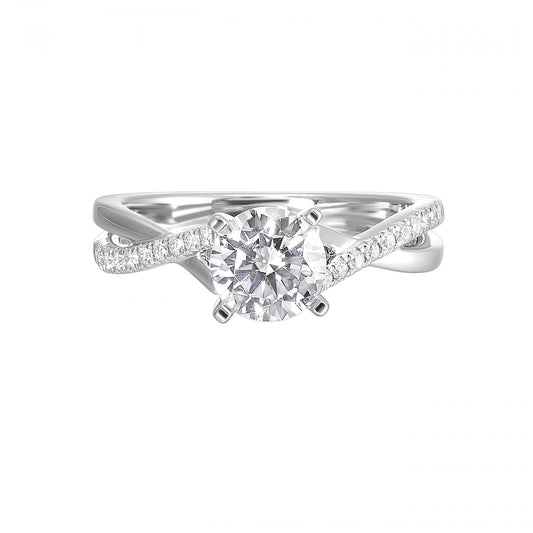Natural Diamond Semi-Mount Engagement Ring in 14 Karat White with 20 Round Diamonds, totaling 0.14ctw