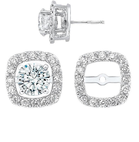 Diamond Jackets Natural Diamond Earrings in 14 Karat White with 0.19ctw Round Diamonds
