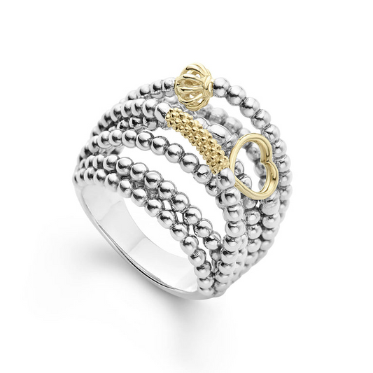 Sterling silver ring with gold accents.