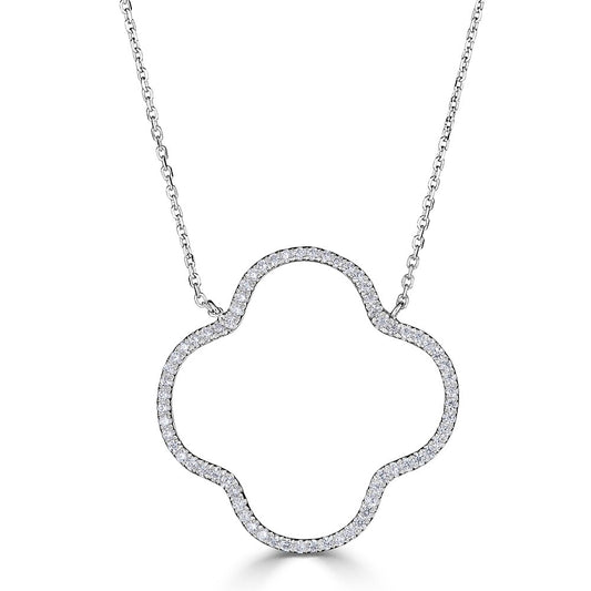 Natural Diamond Necklace in 14 Karat White with 0.25ctw Round Diamond