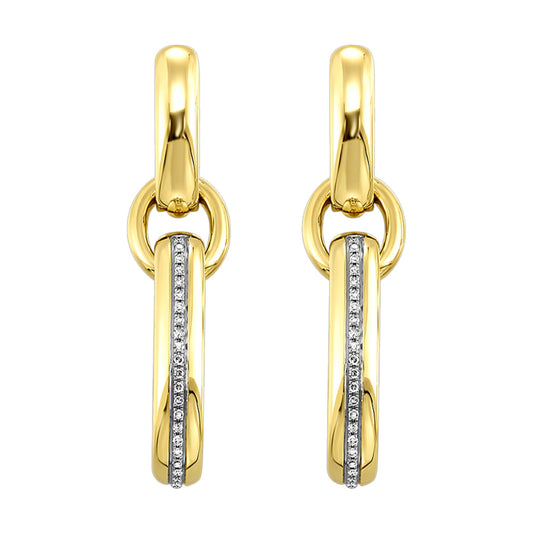 Mothers Day 2024 Collection Dangle Natural Diamond Earrings in 14 Karat Yellow with 0.16ctw Round Diamonds