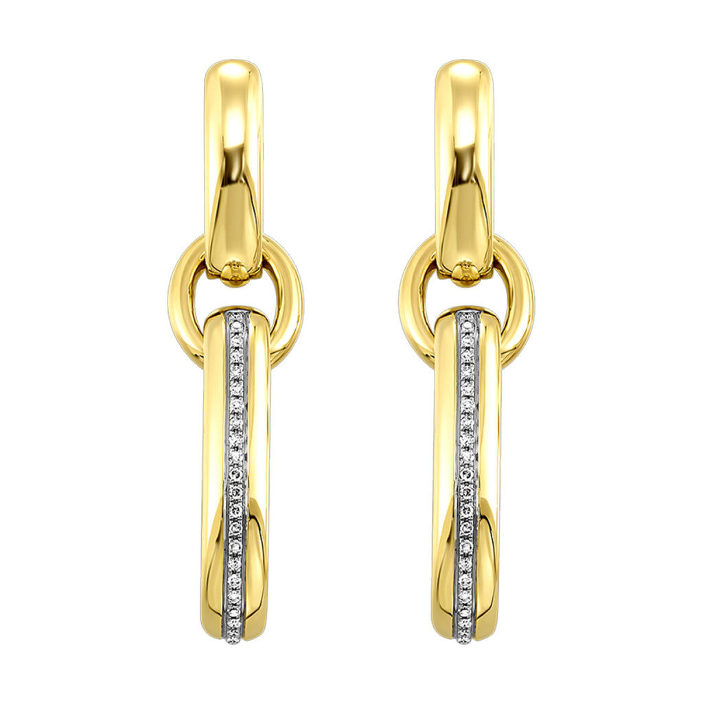 Dangle earrings with diamonds in yellow gold.