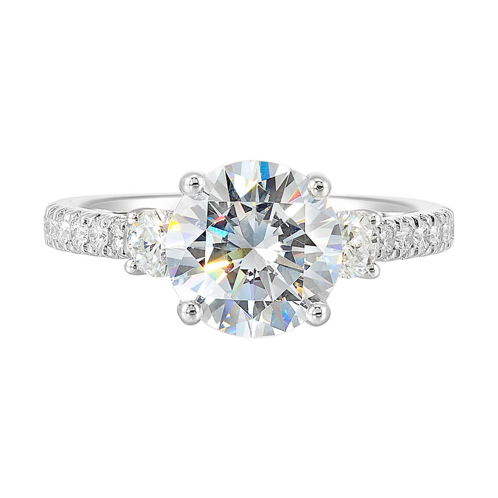 14K white gold diamond semi-mount ring.
