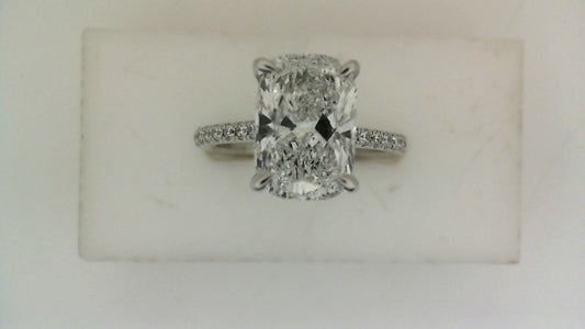 ReMARKable Designs Elongated Cushion Lab-Grown Diamond Complete Engagement Ring in 14 Karat White Gold with 2.67ct Elongated Cushion Center Lab-Grown Diamond, Color: E, Clarity: VVS2