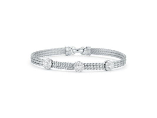 Classique Collection Natural Diamond Bracelet in Stainless Steel - 18 Karat White with 0.14ctw Round Diamond