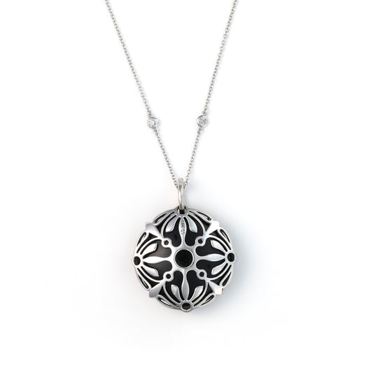 Pendant M Estate Collection Color Gemstone Necklace in 14 Karat White with 1 Unique Onyx